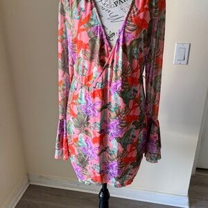 Bebe Pink and Cream Patterned Dress